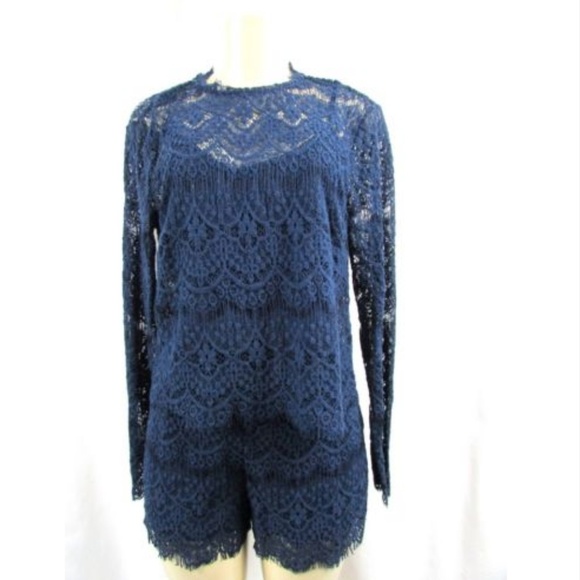 Anthropologie Dresses & Skirts - Anthropologie Saylor Navy Blue Lace Romper